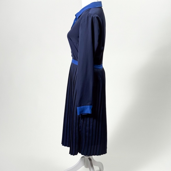 ModCloth Just My Typist Pleated Shirtdress Navy Pockets Size 6 Retail $99 💙👗✨ - Picture 3 of 16